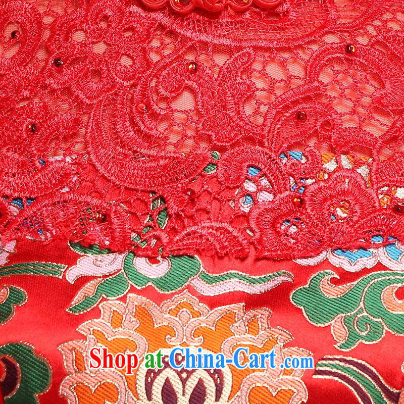 Chinese water-soluble lace damask jacquard snow woven skirt dress qipao toast Service Bridal replacing two-piece red XL, music, and shopping on the Internet