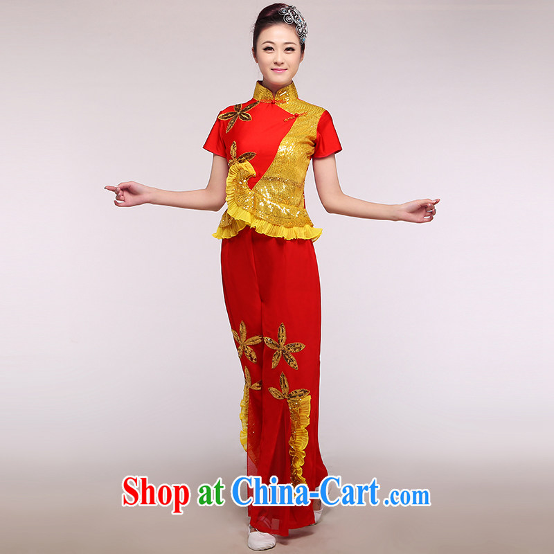 2015 NEW classic dance clothing new yangko clothing square dance Fan Dance images, such as the Red Cross Map Color large number, since in that shopping on the Internet