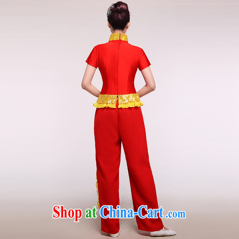 2015 NEW classic dance clothing new yangko clothing square dance Fan Dance images, such as the Red Cross Map Color large number, since in that shopping on the Internet