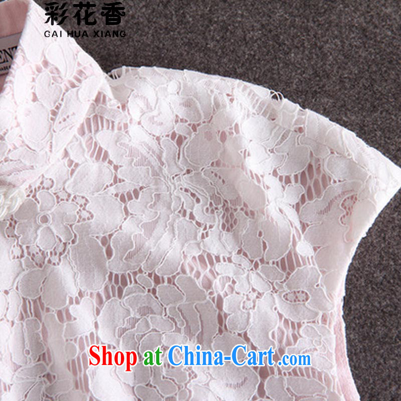 Colorful Flowers summer 2015 New Name yuan style robes for retro-tie lace beauty graphics thin dresses women 3918 white powder color L, flower (CAI HUA XIANG), online shopping