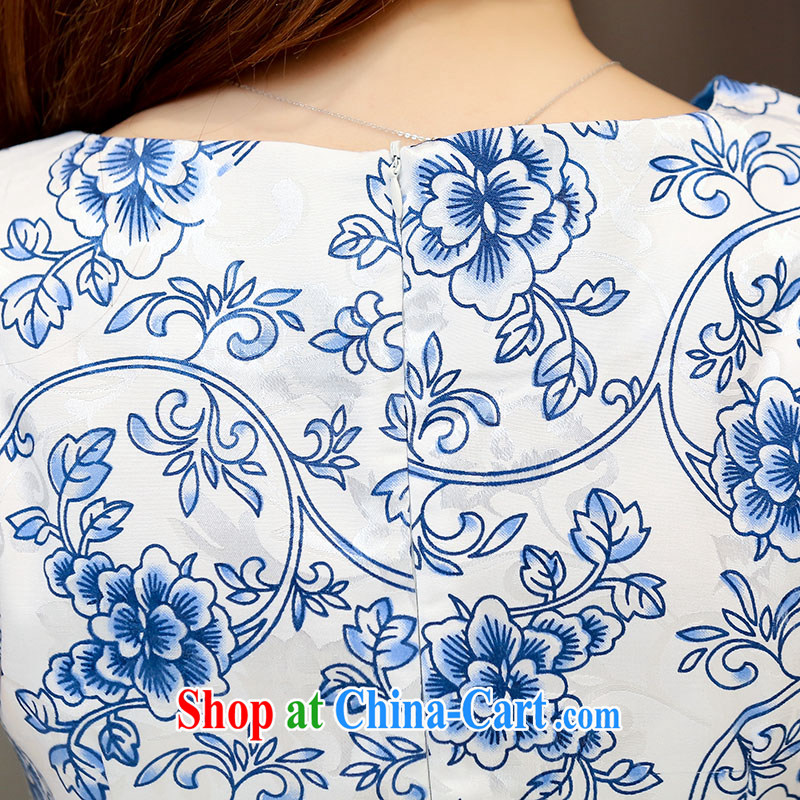 Air Shu Diane cheongsam dress short, 2015 new dresses spring and summer with blue and white porcelain improved stylish cultivating the code cheongsam green XXL, aviation Shu Diane, shopping on the Internet