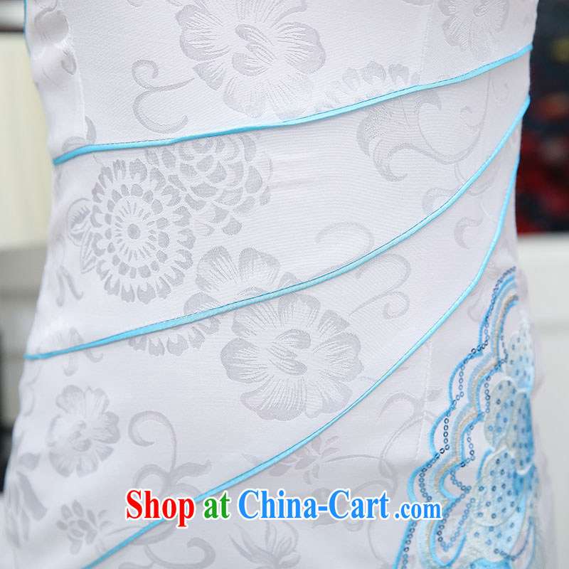 Air Shu Diane 2015 new summer dresses stylish and elegant embroidery antique dresses day dresses beauty dresses white blue XL, aviation Shu Diane, shopping on the Internet