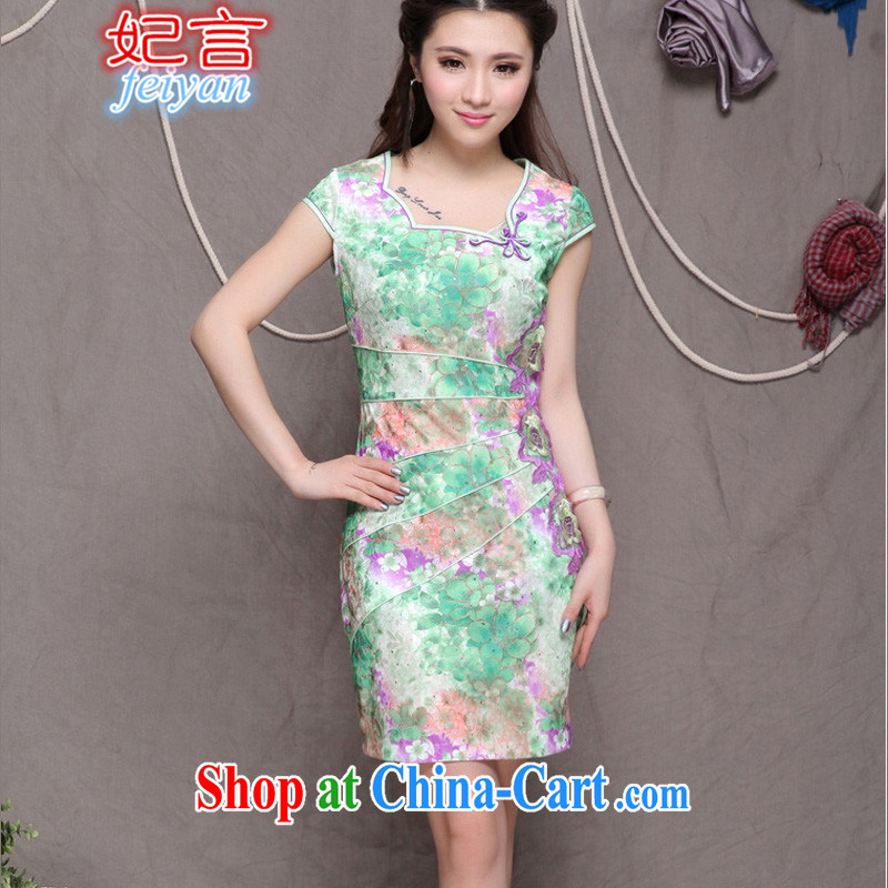 Statements were made by Princess 2015 China wind stylish Ethnic Wind and refined improved cheongsam dress elegance _9905 green XL