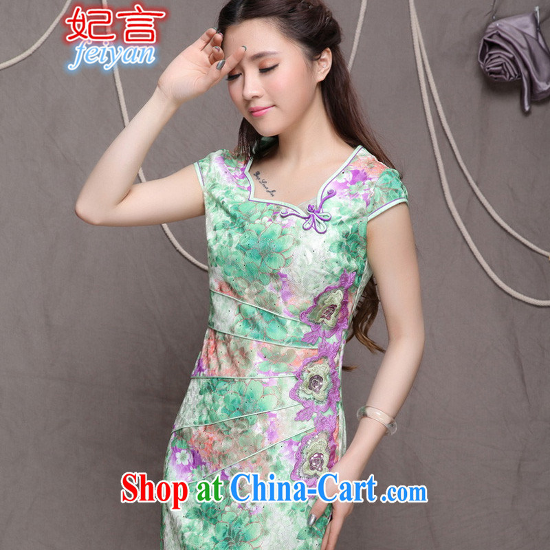 Statements were made by Princess Diana 2015 China wind stylish Ethnic Wind and refined improved cheongsam dress elegance #9905 green XL, princess, and shopping on the Internet