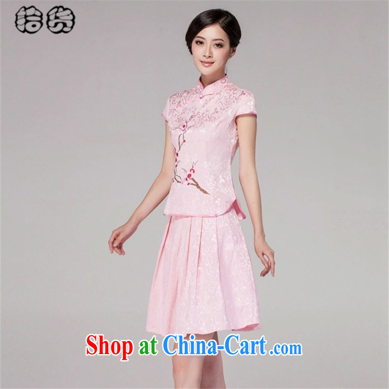 Pick up the 2015 summer aura, antique Chinese elegant fresh high-end Chinese daily embroidery cheongsam dress style casual dress without the forklift truck outfit Kit pink XXL, pick-up (shihuo), online shopping