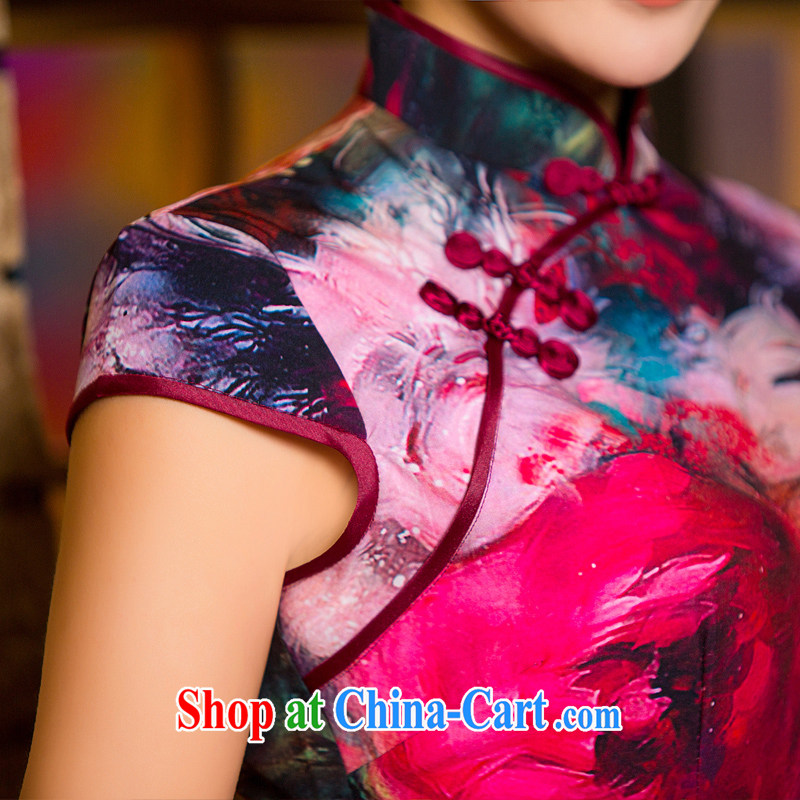 The cross-sectoral love Elizabeth 2015 Stylish retro Silk Cheongsam beauty dress short-sleeved improved cheongsam summer 2 XL, Yee-Windsor, shopping on the Internet