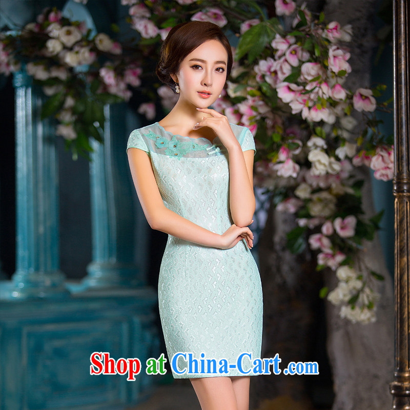 The cross-sectoral sober Elizabeth 2015 summer lace double sexy elegant qipao dresses daily improved cheongsam dress 2XL