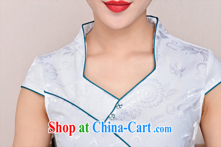 kam world the Hyatt 2015 new short daily improved cheongsam summer female ethnic wind cotton cultivation video thin short-sleeve and collar cheongsam dress white Peony two bird XXL pictures, price, brand platters! Elections are good character, the national distribution, so why buy now enjoy more preferential! Health