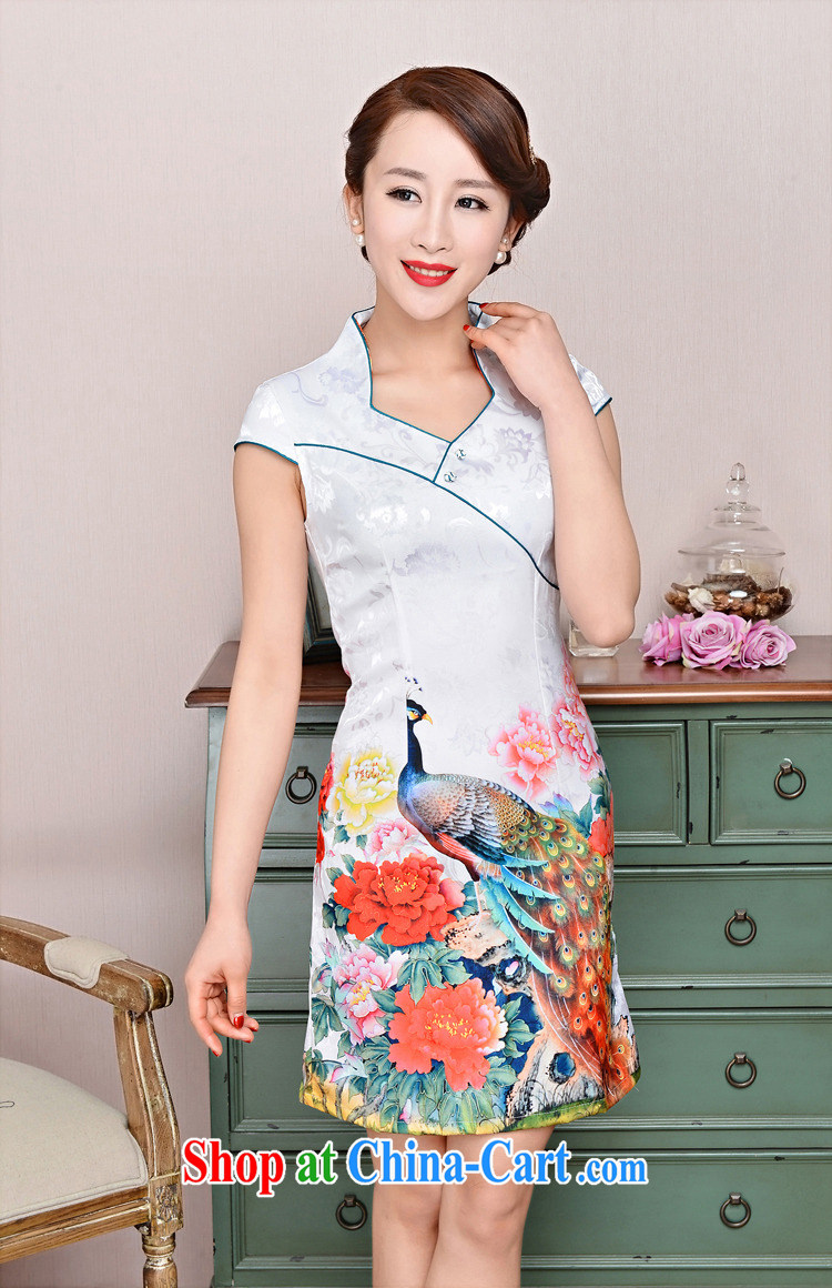 kam world the Hyatt upscale jacquard stamp Peacock Peony flower cultivation short-sleeved dresses summer 2015 new, improved Chinese, for white cheongsam Peony two bird XXL pictures, price, brand platters! Elections are good character, the national distribution, so why buy now enjoy more preferential! Health