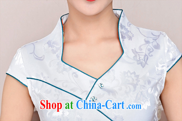 kam world the Hyatt 2015 new summer Korean female short-sleeve cultivating improved short cheongsam style cotton the stamp dresses mom with middle-aged White Peacock peony flowers XXL pictures, price, brand platters! Elections are good character, the national distribution, so why buy now enjoy more preferential! Health
