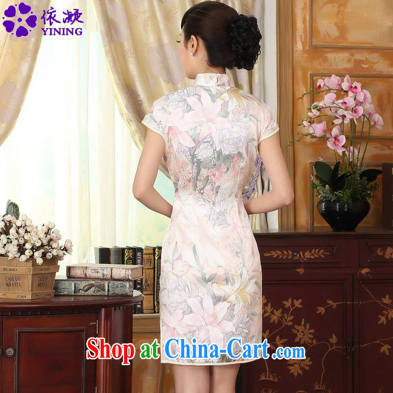 According to fuser new female retro improved Chinese Tang on a tight floral beauty short Chinese qipao dress LGD/Z #0014 figure 2 XL, fuser, and shopping on the Internet