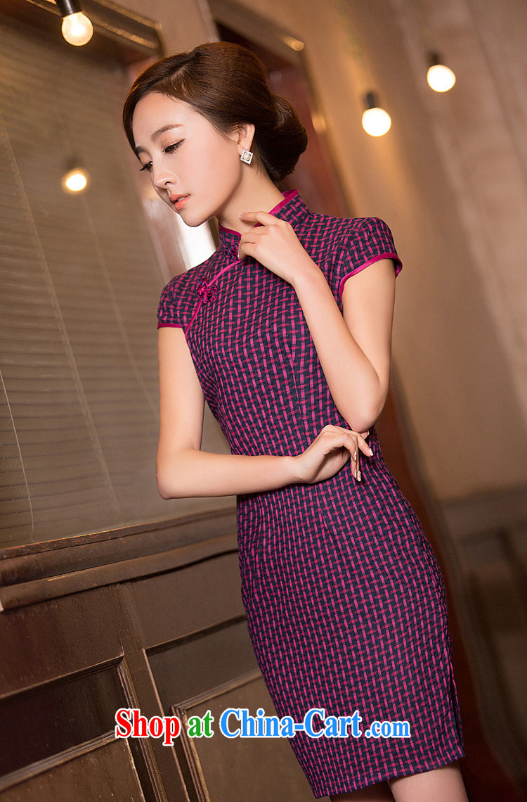 The Yee-sa, the code 2015 new summer Grid Wind Classic beauty routine improved cheongsam dress 2XL pictures, price, brand platters! Elections are good character, the national distribution, so why buy now enjoy more preferential! Health