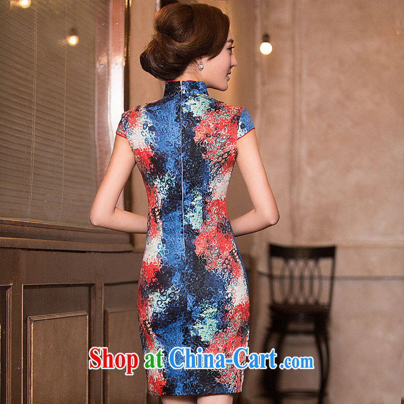 The cross-sectoral Windsor red carnations are 2015 National wind antique stamp duty cultivating graphics thin cheongsam dress daily ritual short-sleeved dresses summer XL 2, cross-sectoral, Elizabeth, and shopping on the Internet
