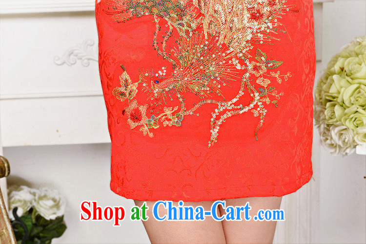 kam world the Hyatt summer new ladies short sleeve cheongsam dress embroidery, improved red short wedding dress bridal toast clothing Phoenix white orchids XXL pictures, price, brand platters! Elections are good character, the national distribution, so why buy now enjoy more preferential! Health