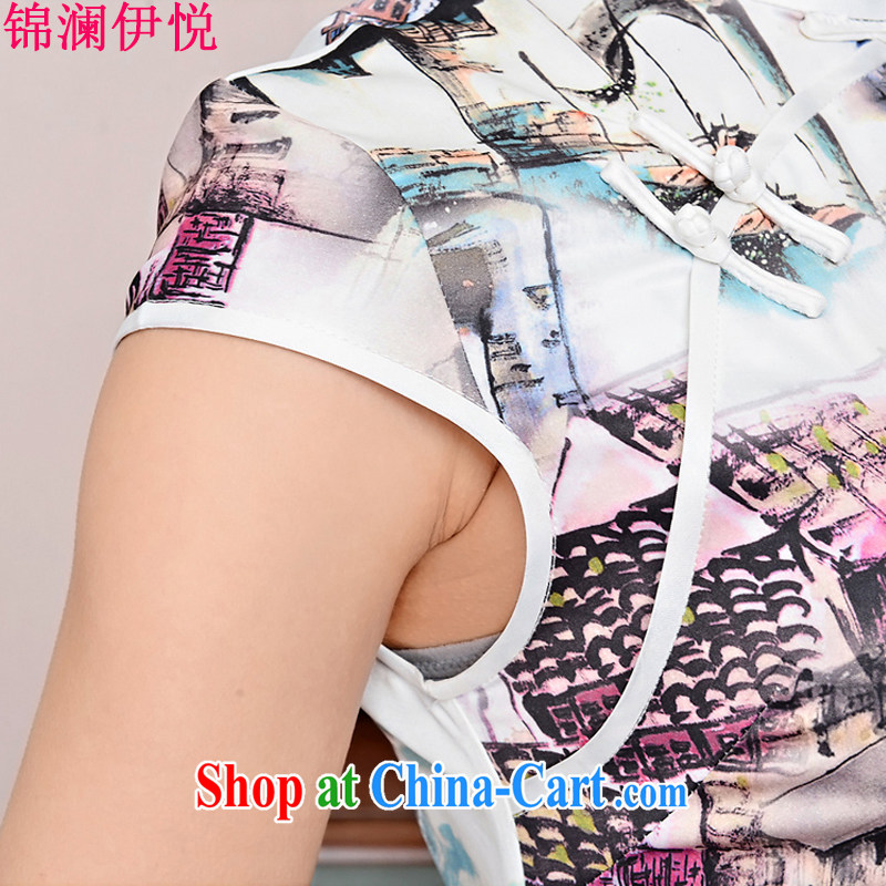 kam world the Hyatt 2015 New National wind, for the charge-back China wind painting emulation, stamp duty summer dresses women short, short-sleeved dresses white package for XXL landscape, the world, and, on-line shopping