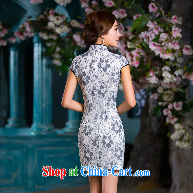 The cross-sectoral, Elizabeth, high-end ladies lace-composite dresses plain-color improved cheongsam dress dress L, cross-sectoral, Elizabeth, and shopping on the Internet