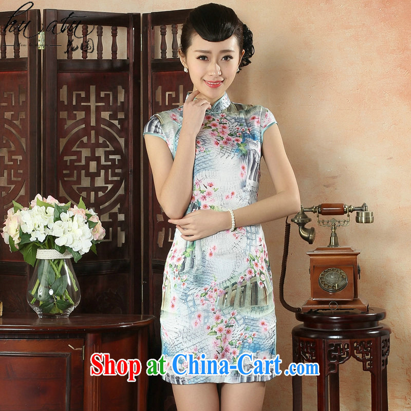 spend the summer, new outfit, Ms. Tang with Chinese improved, for the hard-pressed damask features short cheongsam dress such as the color 2 XL, spend figure, online shopping