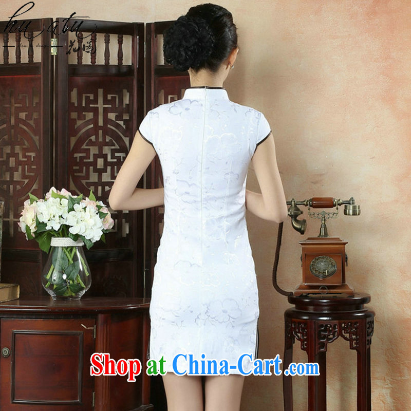 Take the ladies dresses summer new Chinese improved the collar embroidered pastel Retro is a tight short cheongsam dress pink 2 XL, figure, and shopping on the Internet