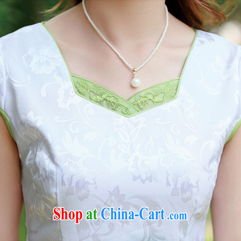 Zen Dragon Kit 2015 new summer lady stylish beauty improved short-sleeve cheongsam dress Green lotus XL, Zen Jie Yong (JUSTLONG), and, on-line shopping