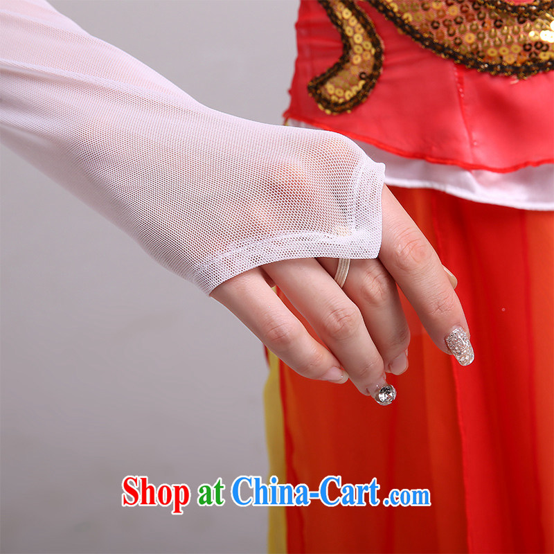 national costumes stage costumes female classical dance fans dance clothes, dance dresses dance wear orange L, music, and shopping on the Internet