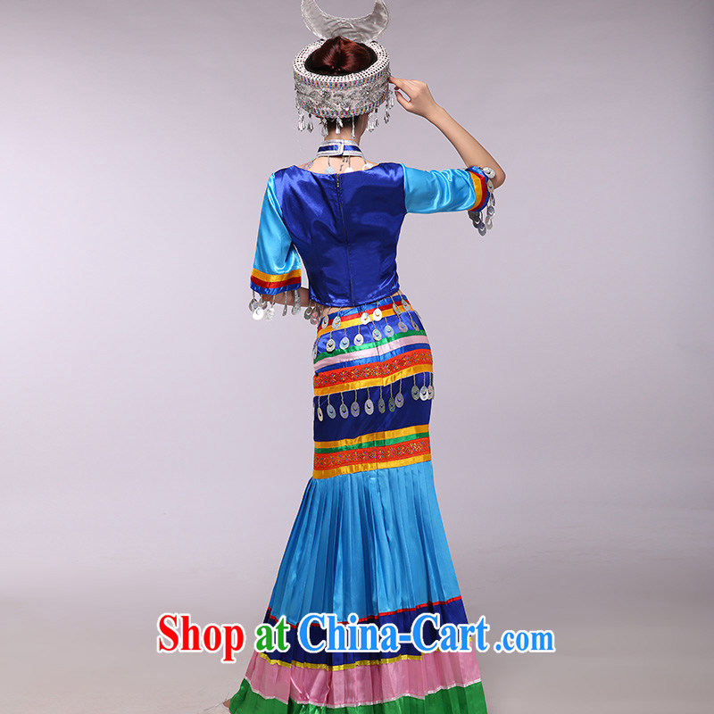 The blue Zhuang 2015 as soon as possible new Zhuang costumes classical national costumes dance clothing blue XXXL, music, and shopping on the Internet
