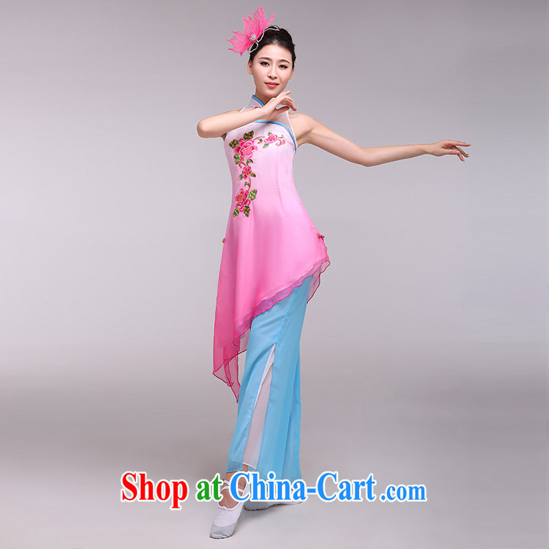 national costumes stage costumes female classical dance fans dance bamboo serving the dance clothing pink L, music, and shopping on the Internet