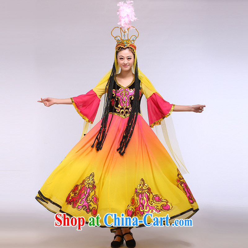 Xinjiang Uygur dance clothing Girls show clothing and accessories national costumes beautiful girl such as map color L, music, and shopping on the Internet