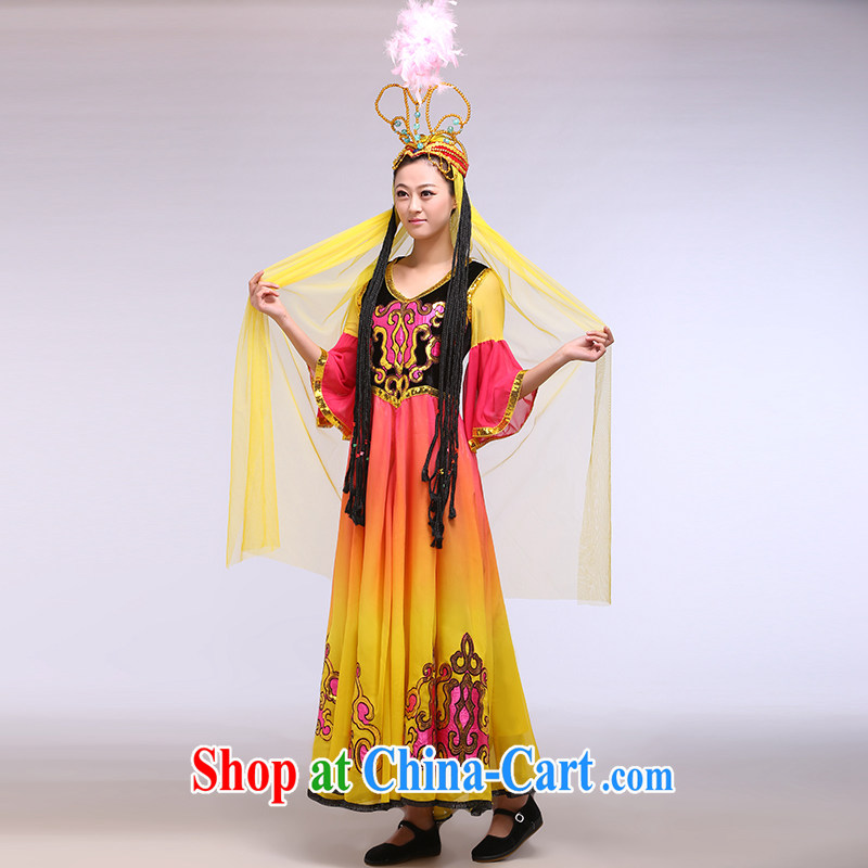 Xinjiang Uygur dance clothing Girls show clothing and accessories national costumes beautiful girl such as map color L, music, and shopping on the Internet