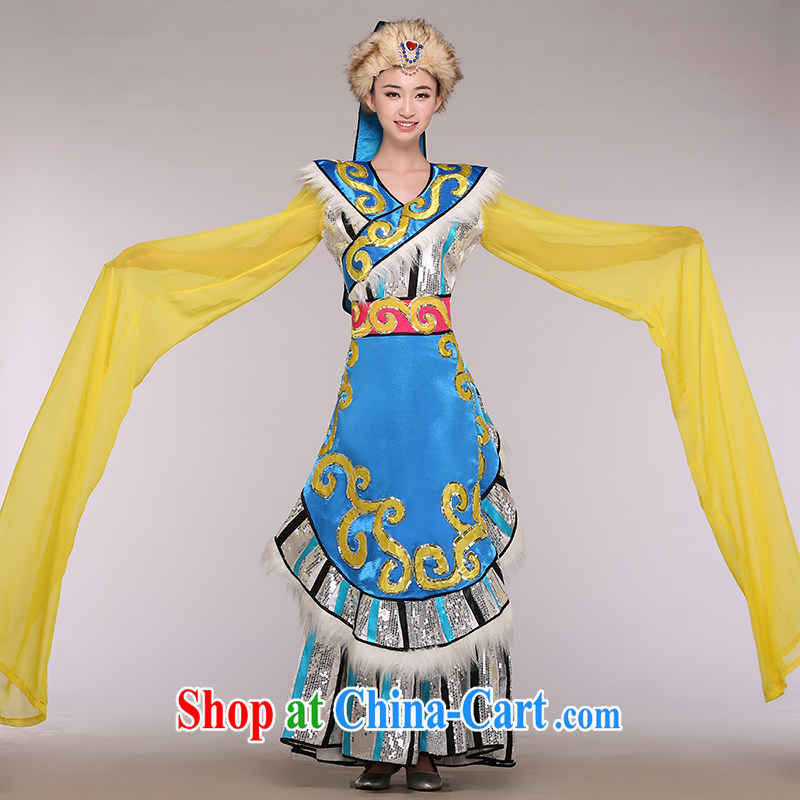Tibetan ethnic costumes female stage with new dance clothes cuff water service performance stage performances serving large blue number, since in that shopping on the Internet
