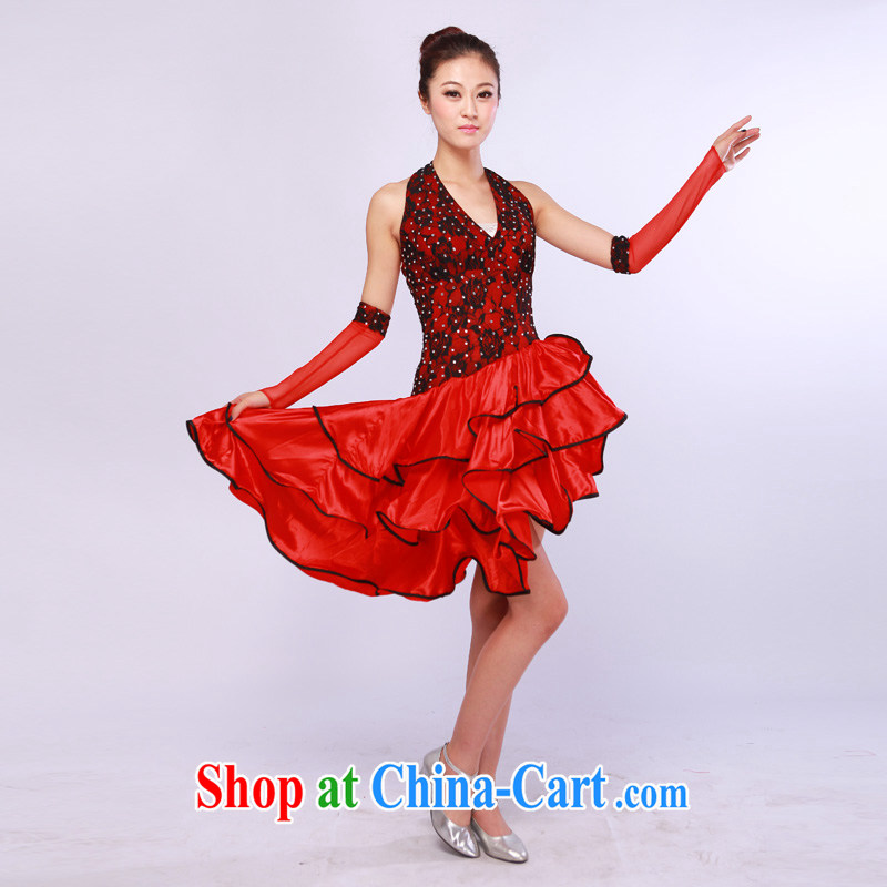Ms. red Latin dress modern dance skirt costumes opening dance Latin precisely clothing red L, fun, and shopping on the Internet