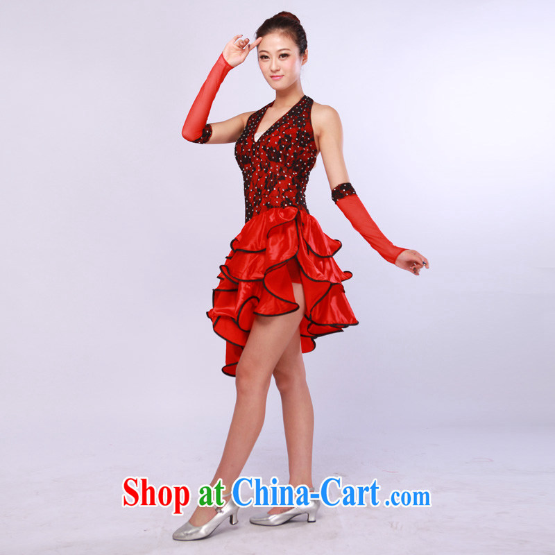 Ms. red Latin dress modern dance skirt costumes opening dance Latin precisely clothing red L, fun, and shopping on the Internet
