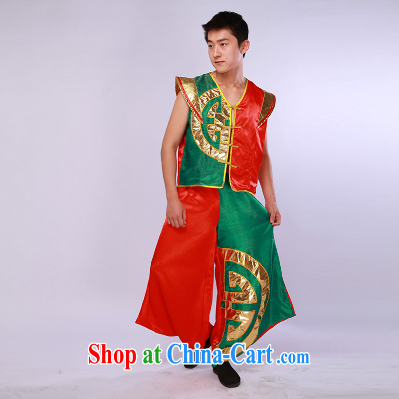New Men's China wind modern dance uniforms and encouraging seedlings song and dance performances service stage performances red and green L, music, and Internet shopping