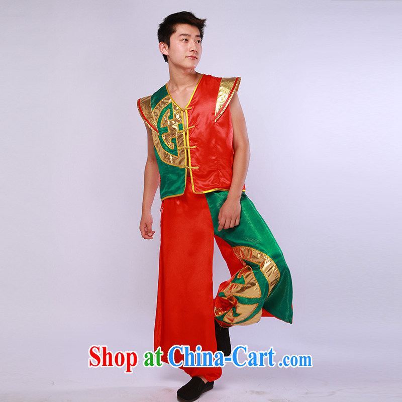 New Men's China wind modern dance uniforms and encouraging seedlings song and dance performances service stage performances red and green L, music, and Internet shopping