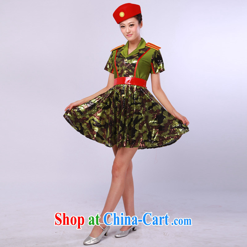 camouflage clothing uniforms, dance clothing military square dancers dance clothing stage costumes army green L, music, and shopping on the Internet