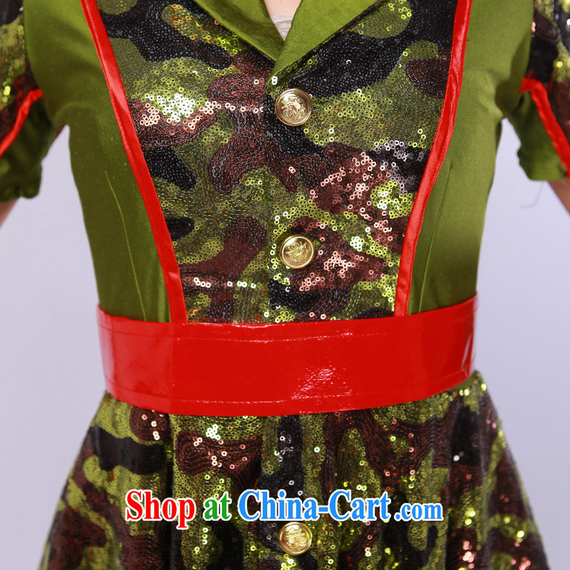 camouflage clothing uniforms, dance clothing military square dancers dance clothing stage costumes army green L, music, and shopping on the Internet