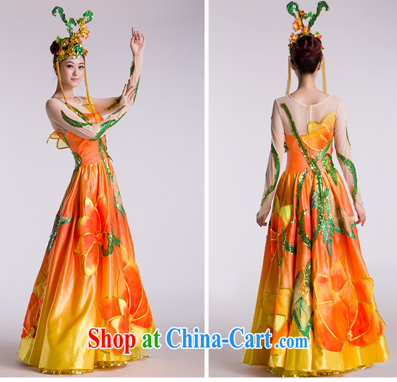 new, modern dance costumes dance show the swing skirt National Dance service orange and yellow transition L pictures, price, brand platters! Elections are good character, the national distribution, so why buy now enjoy more preferential! Health