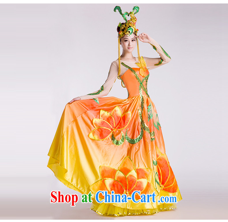 new, modern dance costumes dance show the swing skirt National Dance service orange and yellow transition L pictures, price, brand platters! Elections are good character, the national distribution, so why buy now enjoy more preferential! Health