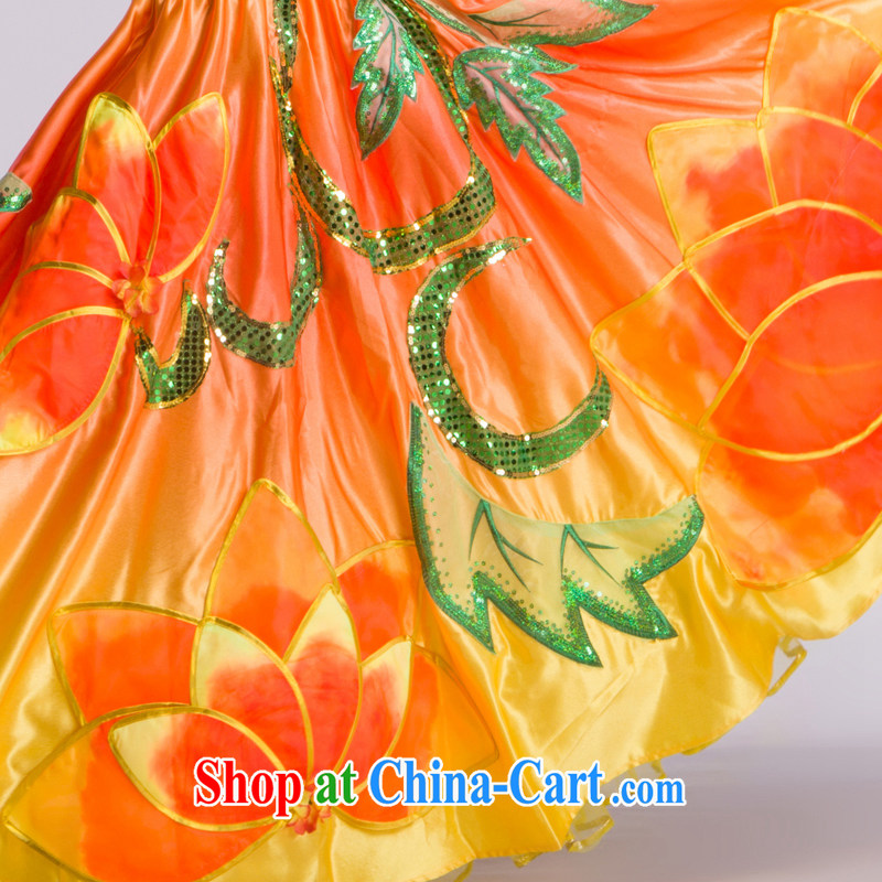 new, modern dance costumes dance show the swing skirt National Dance service orange and yellow transition L, music, and shopping on the Internet