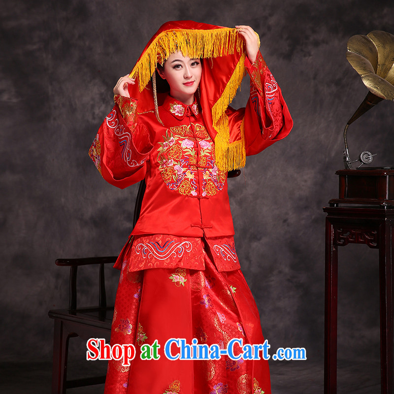 Costumed wedding service and elegant Chinese Shuangxi Sau WO Service Bridal dress Chinese dress uniform toasting red XL (chest of skirt 108 elastic), music, and shopping on the Internet