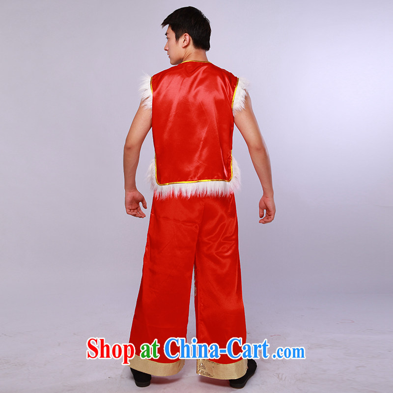 New Men's modern dance clothing in northern shaanxi people's national costumes Festive show clothing red L, music, and shopping on the Internet