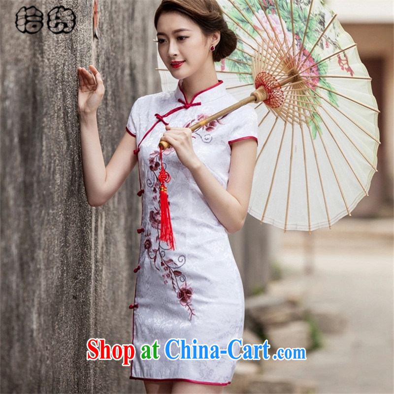 Pick up the 2015 Mr Ronald ARCULLI, Mr Henry TANG with retro improved daily cheongsam dress beauty graphics thin fancy embroidery and stylish low-power on the fork ends sporting short cheongsam girls pink XXL, pick-up (shihuo), online shopping