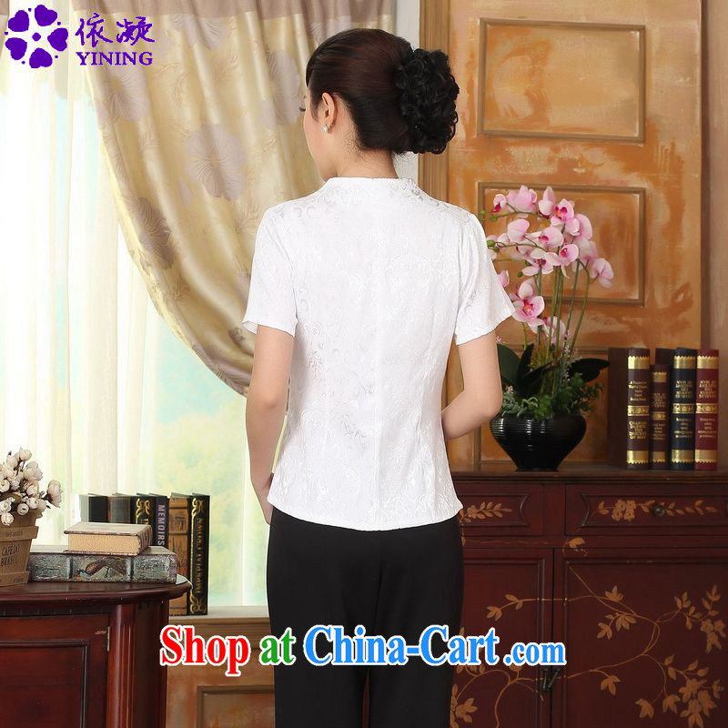 According to fuser new female Ethnic Wind improved Tang fitted T-shirt, collar Classic tray for cultivating short-sleeved Tang fitted T-shirt LGD/A #0082 white 2XL, fuser, and shopping on the Internet