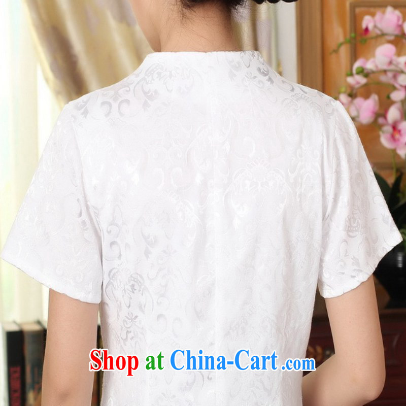 According to fuser new female Ethnic Wind improved Tang fitted T-shirt, collar Classic tray for cultivating short-sleeved Tang fitted T-shirt LGD/A #0082 white 2XL, fuser, and shopping on the Internet