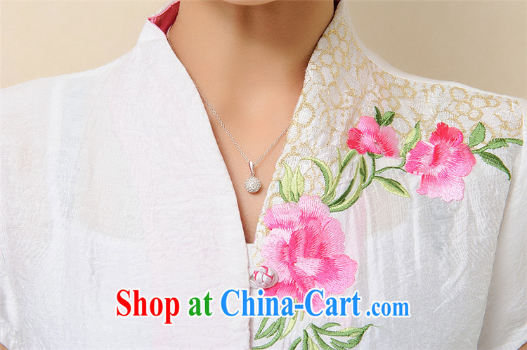 Putin's 2015 clone the Code women cotton summer the Chinese T-shirt retro Peony embroidery, short, short-sleeved LB - WCY - 118 white XXXXL pictures, price, brand platters! Elections are good character, the national distribution, so why buy now enjoy more preferential! Health