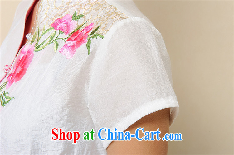 Putin's 2015 clone the Code women cotton summer the Chinese T-shirt retro Peony embroidery, short, short-sleeved LB - WCY - 118 white XXXXL pictures, price, brand platters! Elections are good character, the national distribution, so why buy now enjoy more preferential! Health