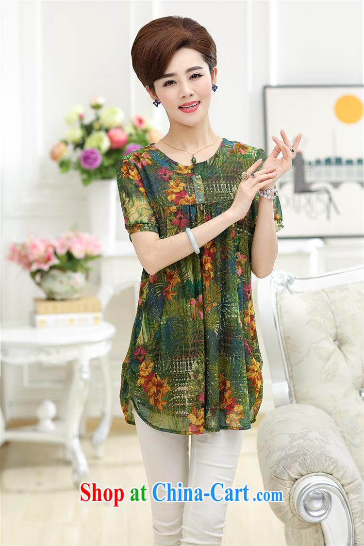 Ya-ting store summer new, older female silk shirt upscale style trendy, mom with short-sleeved shirt T body skirt XXXL cheerful pictures, price, brand platters! Elections are good character, the national distribution, so why buy now enjoy more preferential! Health