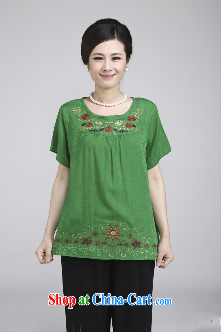 Putin's clone 2015 summer cotton Ma Tang fitted T-shirt retro embroidery flower round-collar short-sleeve loose larger female LB - WCY - 816 the red XXXXL pictures, price, brand platters! Elections are good character, the national distribution, so why buy now enjoy more preferential! Health