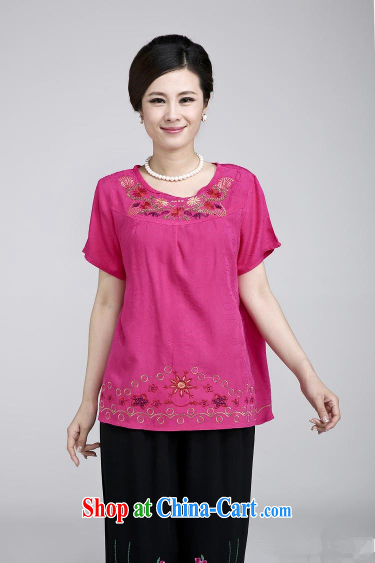 Putin's clone 2015 summer cotton Ma Tang fitted T-shirt retro embroidery flower round-collar short-sleeve loose larger female LB - WCY - 816 the red XXXXL pictures, price, brand platters! Elections are good character, the national distribution, so why buy now enjoy more preferential! Health