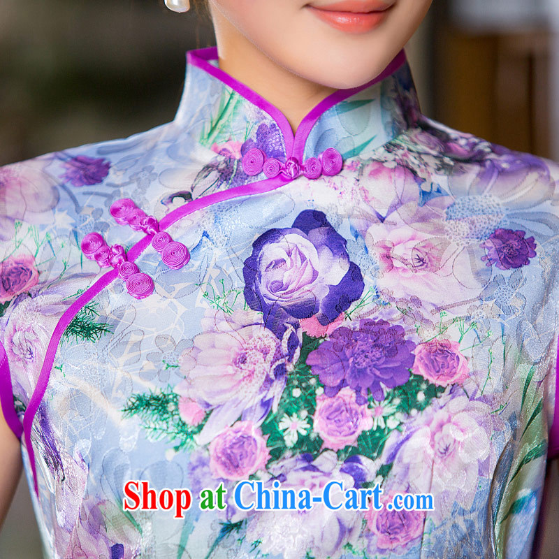 Love Life, for retro 2015 summer New Beauty video thin package and improved cheongsam stamp duty on the truck dresses light purple XL, love life, and shopping on the Internet