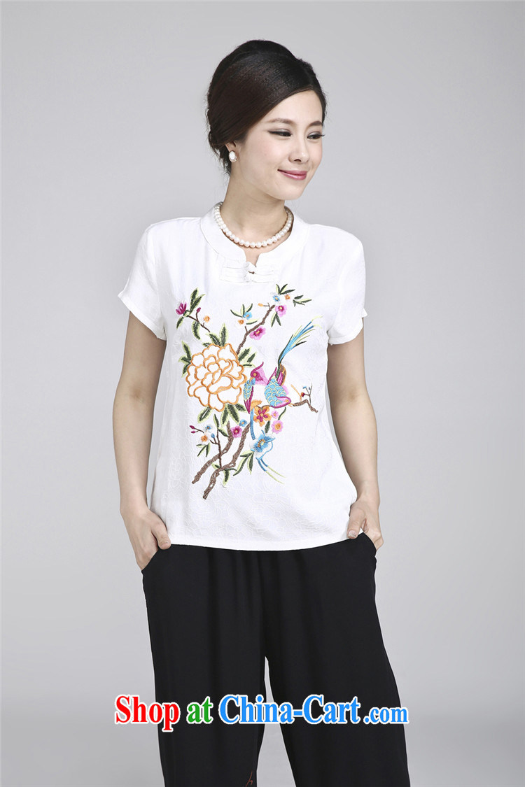 Putin's clone 2015 summer cotton the female, Chinese T-shirt retro embroidery take short-sleeve loose larger female LB - WCY - 818 white XXXXL pictures, price, brand platters! Elections are good character, the national distribution, so why buy now enjoy more preferential! Health